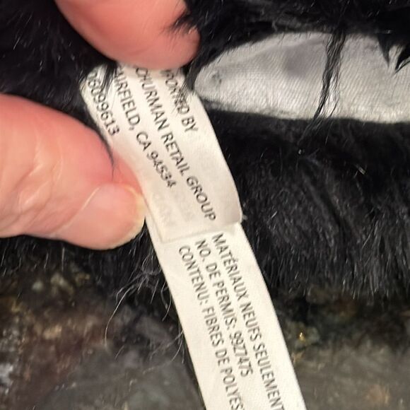 Fluffy Black Cat Hand Puppet Kitty Green Stitched Eyes - Picture 7 of 7